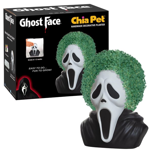Chia Pet Ghost Face with Seed Pack, Decorative Pottery Planter, Easy to Do and Fun to Grow, Novelty Gift, Perfect for Any Occasion