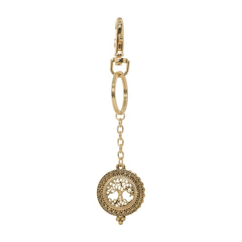 Tree of Life 4X Magnifying Glass Sliding Top Key Chain (Gold Tone)