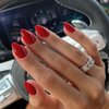 Red Press On Nails Short Oval,KQueenest Thick Acrylic Nails Press Ons,Short Almond Nails Glue on,Natural Round Fake Nails,One Color Gel Stick On Nails Set For Tiny Average Wide Nail Beds