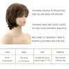 TISHINING Short Brown Mixed Blonde Wigs for White Women with Bangs Layered Brown Pixie Cut Wigs with Blonde Highlights Natural Looking Synthetic Short Hair Wigs for Women