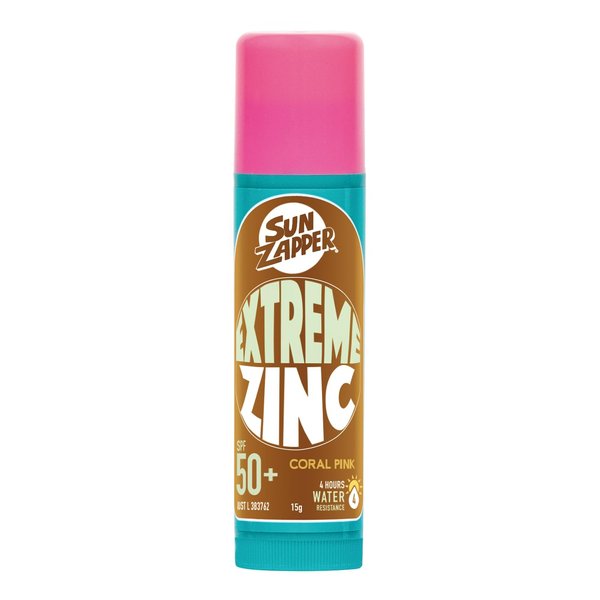 Sun Zapper (Coral Pink) Extreme Zinc Stick - Pink Colour Mineral Sunscreen Stick SPF50+ UVA/UVB+ Unbeatable Sun Protection Sunblock, Sun Cream Made in Australia