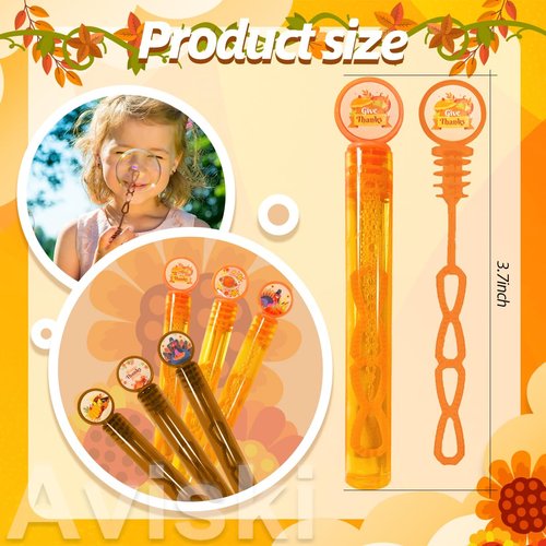 24PACK Thanksgiving Bubble Wands, Mini Bubble Wands for Fall Party Favors, Autumn Gift Toys for Girls Boys Kids Toddler Adults, Party Bag Stuffers Goodie Bag Filler, Friendsgiving Classroom Prizes