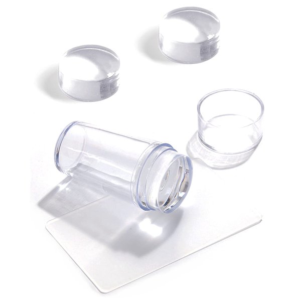 1.1 Inch Clear Silicone Nail Stamper for French Tip Manicure Silicon Jelly Stamp Nail Art Design Tools Soft Rubber Nail Stamping Sponge and Scraper Kit