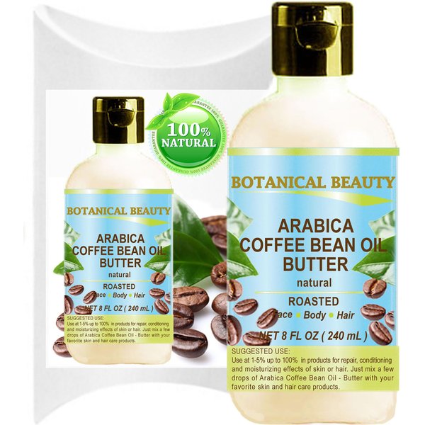 ARABICA COFFEE BEAN OIL BUTTER 100% Natural VIRGIN RAW UNREFINED for Face, Skin, Hair, Body And Nails 8 Fl. oz. - 240 ml by Botanical Beauty