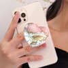 Ksadiye Expandiing Moblile Cell Phone Grip Heart Shape Glass Holder for Smartphones, Cellphone Collapsible Stand（ Pink Gold Marble