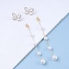 Aneneiceera Vintage Butterfly Pearl Drop Earrings Gold Pearl Chain Earrings Long Pearl Tassel Earrings White Butterfly Stud Earrings Wedding Pearl Earrings Jewelry for Women and Girls