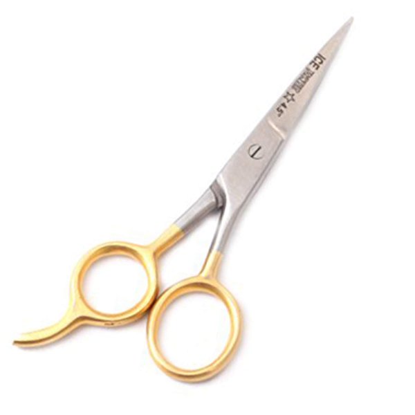 PC 4.5" HAIR CUTTING SCISSORS/BARBER SHEARS - ICE TEMPERED - STAINLESS STEEL GOLD PLATED HANDLE