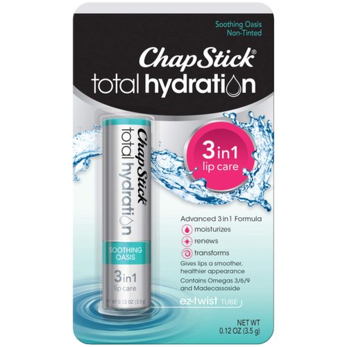 ChapStick Total Hydration 3-in-1 Lip Care Soothing Oasis 0.12 oz (Pack of 3)