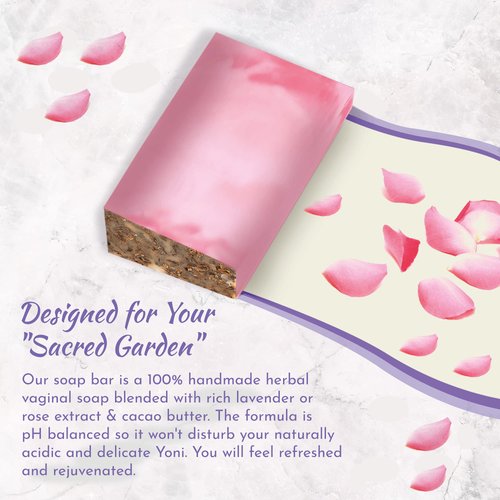 ExSoullent Rose Yoni Soap Bar - 6 OZ Handmade & Natural PH Balanced Soap for Women, Hydrating Cleanse without Sulfates or Parabens (170g)