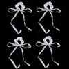 Leadigol 4 Pcs Ribbon Bow Hair Ties, Hair Scrunchies with Bow Women Bowknot Ponytail Holder Ribbons Tassel Hair Ropes Satin Ribbons Hair Ties for Women