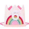 SuPoo Sequin 6th Birthday Hat Headband 6th Birthday Decorations for Girl Rainbow Birthday Crown for Girls Princess Tiara Elastic Hairbands 6 Year Old Happy Birthday Party Cap Decorations Accessories