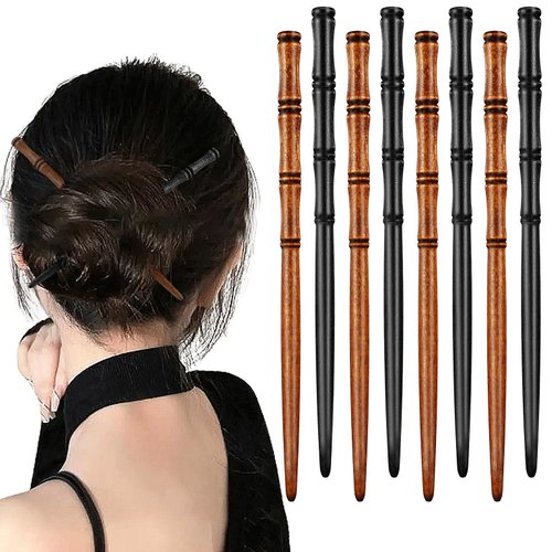 8 Pieces Hair Chopsticks Bamboo Shape Hair Stick,6.9 Inch Wooden Chinese Chopstick HairPin Vintage Handmade Hair Sticks Retro Hair Sticks For Buns Hair Accessories For Long Hair Women Girls