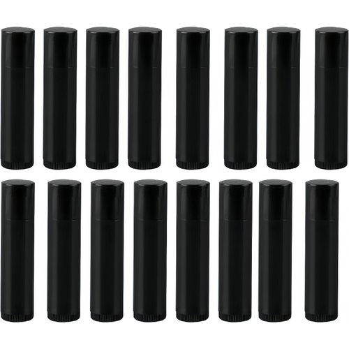 BesYouSel 50Pcs 5ml/5g Empty Plastic Lipstick Tubes, Lip Balm Containers Rotating Type Plastic Refill Lip Balm Tube with Cap,Black