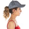 Funky Junque Criss Cross Hat Womens Baseball Cap Distressed Ponytail Messy Bun Trucker Ponycap (Basketweave - Grey)
