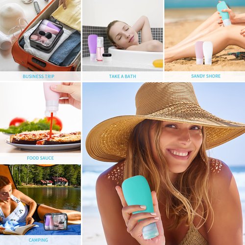 17pcs Travel Toiletry Bottles, Silicone Travel Bottles for Toiletries, Shampoo Travel Container Lotion Bottle, Silicone Travel Containers and Mini Travel Bottles for Travel