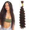 Human Braiding Hair 1 Bundle 18 Inch Deep Wave Bulk Human Hair for Braiding No Weft Brazilian Virgin Cury Human Hair Extensions for Boho Braids Wet and Wavy Human Hair Braiding Hair