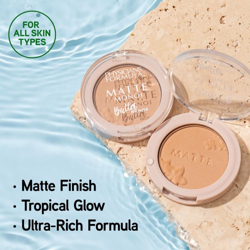 Physicians Formula Mini Matte Monoi Butter Bronzer, Matte Bronzer, Powder Face Matte Makeup, Dermatologist Tested, Essential Fatty Acids, Pro-Vitamins, Softens, Conditions, And Moisturize Skin