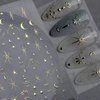 Moon Sun Star Nail Stickers 5D Gold Bronzing Classic Moon Star Back Adhesive Nail Decals Retro Laser Sun Moon Luxury Gold Sliver Nail Art Stickers Manicure Art for Women Girls Nail Decorations