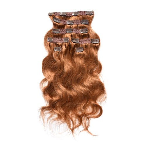 viviaBella Clip in Body Wave Human Hair Extensions 20 Inches Copper Red Color Virgin Hair Double Weft 7Pcs/lot 120g/set 16 Clips for Girls Beauty (120g 20", Copper Red)