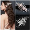 Lismyakey Wedding Hair Comb Clip Handmade Rhinestone Bridal Hair Comb Piece Brides Wedding Hair Piece Headpiece for Women (Gold)