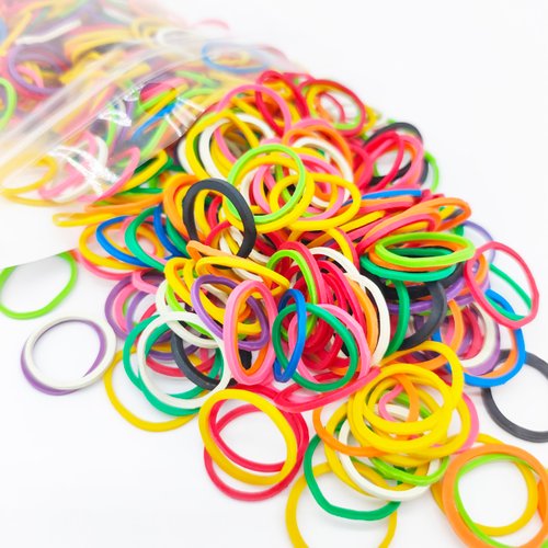 Much Rubber bands,Hair Ties,Multipurpose Elastic Bands for Hairdos,Ponytail Holders,Braids,Soft and springy,Small Size 5/8''(Assorted Colors, 600 Count) (Multcolor)