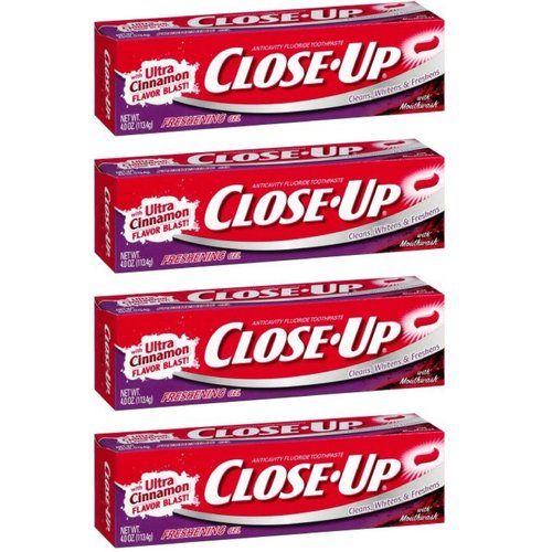 Close-Up Fluoride Toothpaste, Freshening Red Gel 4 oz (Pack of 4)