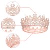 YARIEW Small Rose Gold Crystal Crown for Little Girls Flower Bouquets Accessories Rhinestones Wedding Cake Topper Birthday Crown for Kids Cake Decorations