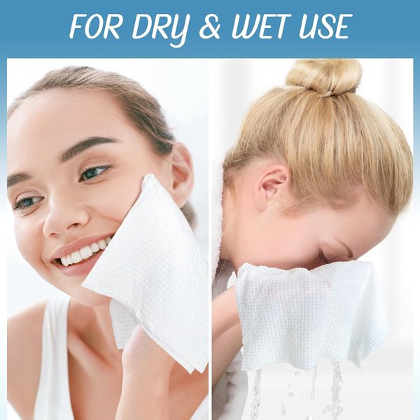 50 Count Disposable Face Towel XL, Biodegradable Facial Towels, Makeup remover towel, Super Soft, Thick Cleaning Washcloths