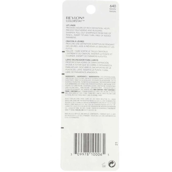 REVLON ColorStay Lipliner with SoftFlex, Raisin 640, 0.01 Ounce (Pack of 2)
