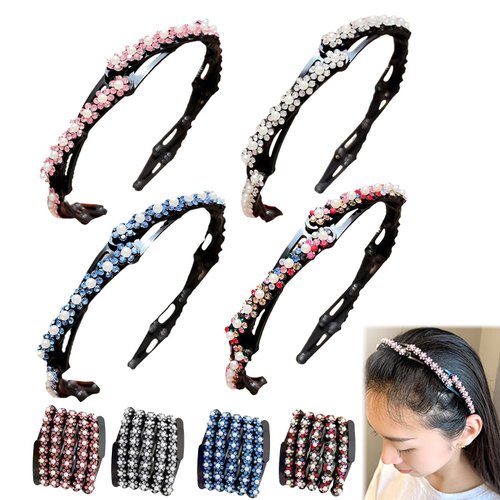 Sufeasdf 2024 New Flower Collapsible Headband 4 Pcs, Folding Headbands For Women'S Hair, Retractable Pocket Hair Band, Compact Portable Adjustable Hair Hoop For Girl Travel Outdoor