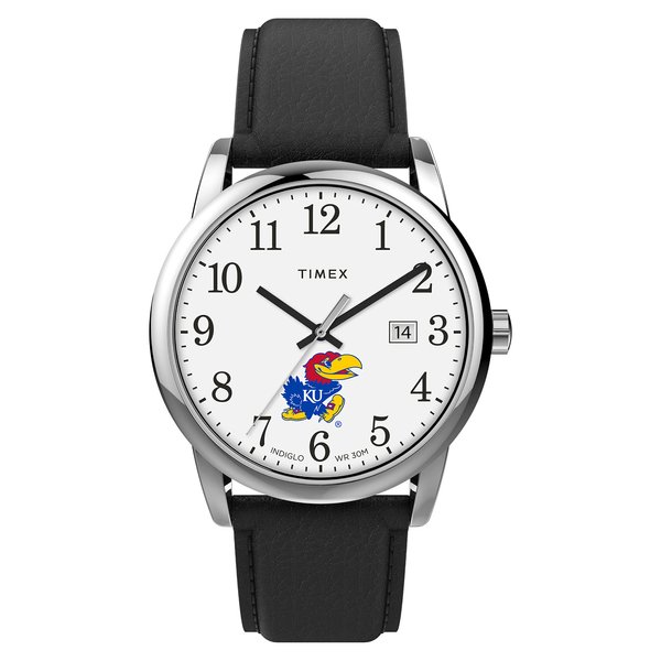 Timex Tribute Men's Collegiate Easy Reader 38mm Watch – Kansas Jayhawks with Black Leather Strap
