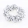 6 Pack Metallic School Performance Hair Scrunchies Slap Bracelet Gilding Ponytail Holder Elastic Hair Bands Scrunchy Hair Ties Hair Accessories for Show/Sleepover Party (Silver)