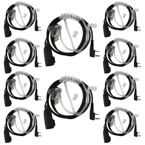 Tenq 2 Pin Covert Air Acoustic Tube Headset Earpiece 10 Pack for Kenwood Puxing Baofeng Uv-5r Uv-5ra 888s H777