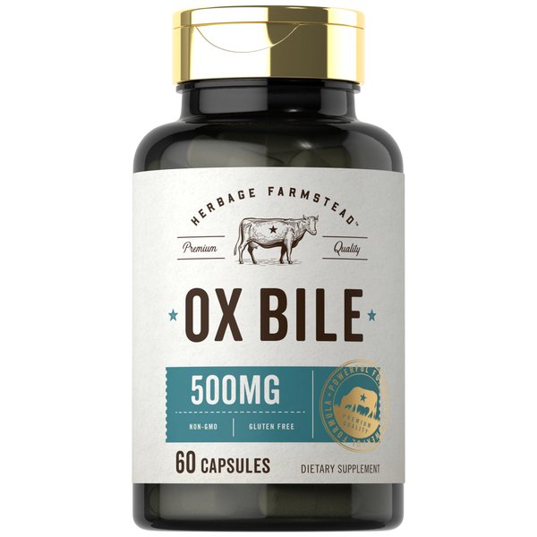 Carlyle Ox Bile Supplement 500 mg | 60 Capsules | Digestive Enzymes | Non-GMO & Gluten Free | by Herbage Farmstead