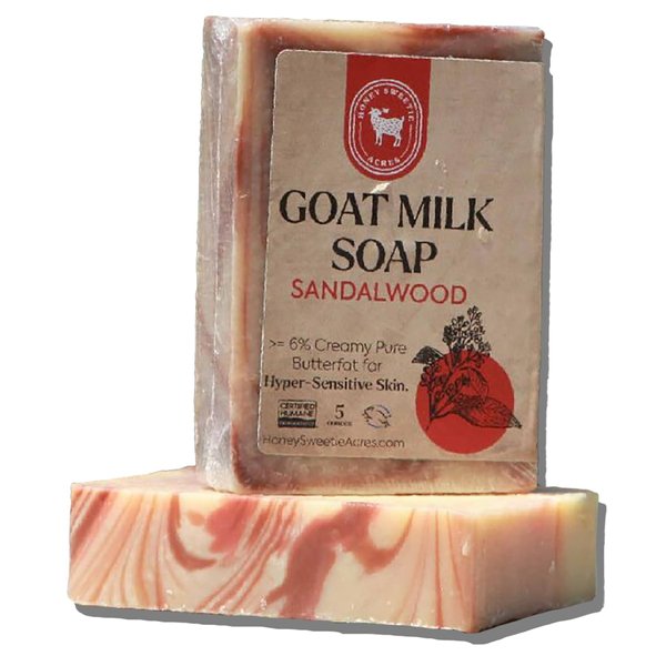 Honey Sweetie Acres Fresh Off The Goat All Natural Moisturizing 5 Oz Bar Of Handmade Sandalwood Goat Milk Soap