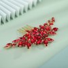 BERYUAN Women Girls Bridal Red Crystal Rhinestone Wedding Hair Comb Teardrop Rhinestone Wedding Headpiece Silver Gold Wedding Hair Accessories Bridal Headband for Brides Bridesmaid (red)