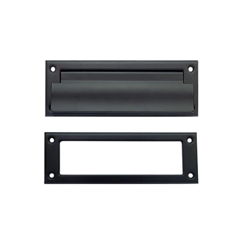 QCAA Soild Brass Mail Slot, with Solid Brass Interior Frame, 8-7/8''X2-7/8" Matte Black 1 Pack, Made in Taiwan