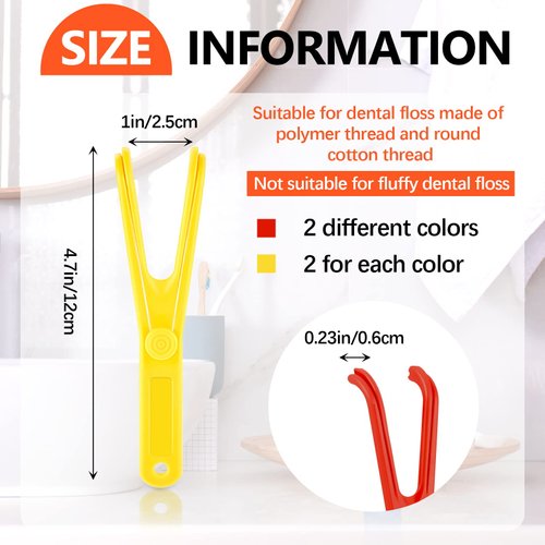 Dental Floss Holder Reusable Floss Picks Floss Holder Handle Interdental Toothpick Flosser for Oral Teeth Clearing (4 Pieces)