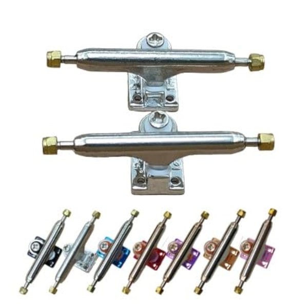 Leefai Professional Fingerboard Trucks 32-34mm Wide -Standard Shape G3-Single Axles Truck- Inverted Kingpin-Mini Finger Skateboard Tool -Screws Hardware,Plating Baseplate (Silver, 34MM)