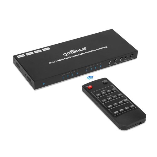 gofanco 4K 4x2 HDMI MultiViewer w/Dual Displays – 4 Inputs & 2 Outputs, 4K@30Hz, Seamless Switching, Quadview&Quad/Dual/Single/PIP, Mirrored/Matrix Outputs,Toslink/3.5mm Audio Extract(QuadView4K-Dual)