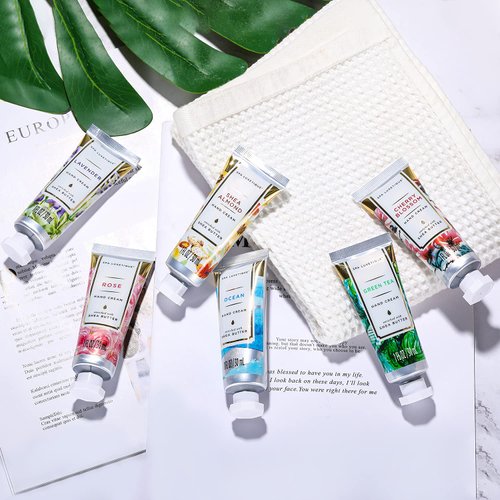 spa luxetique Travel Size Hand Cream Gift Set - Scented Hand Lotion for Dry Skin, Ideal Birthday Gift for Women, 6 x 1.0 oz