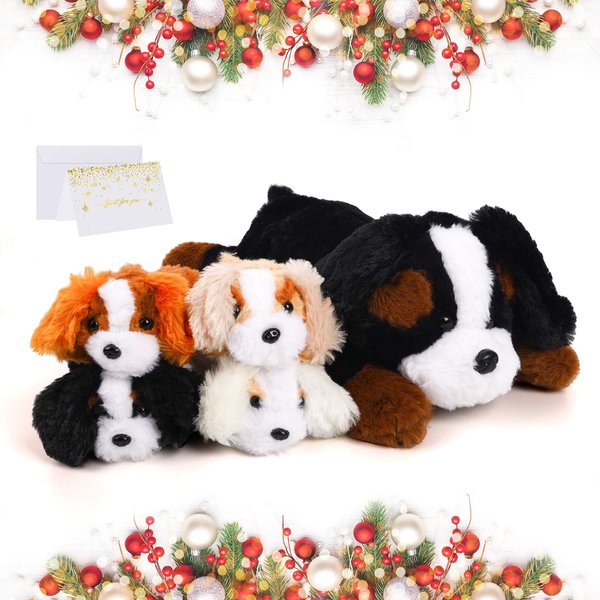 5 Pieces Bernese Mountain Dog Stuffed Animals for Girls, 1 Big Mommy Dog with 4 Mini Baby, Soft Plush Toys for Kids 3 4 5 6 7 8 9 Years, for Baby, Toddler, Girls, Boys