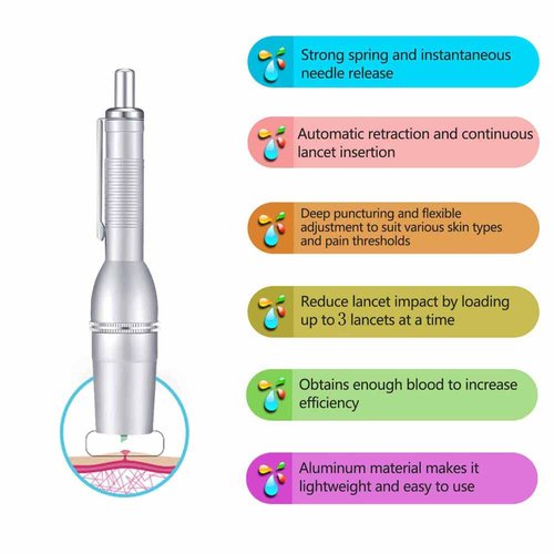 Lancing Device of Three Needles for Safety Sterile Acupuncture and Cupping with Two Box 100pcs 23G Lancet
