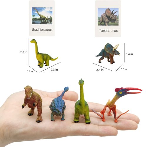 MIKNEKE Small Dinosaur Figurines Learning & Education Toys, Plastic Realistic Dinosaur Animal Figures Games Toys, Preschool Learning Activities Matching Game Science Toys (Dinosaur)