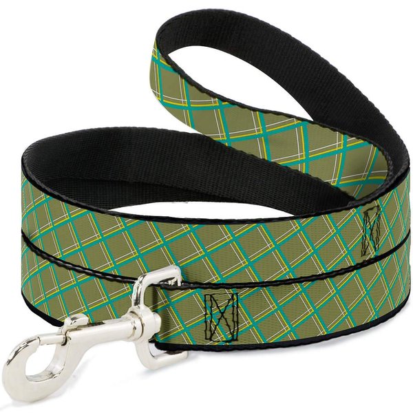 Dog Leash Wire Grid Tan Green Yellow 4 Feet Long 0.5 Inch Wide