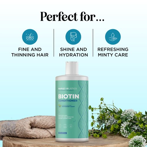 Volumizing Biotin Conditioner for Fine Hair - Biotin and Collagen Conditioner for Dry Hair Treatment Plus Thinning Hair Care - Sulfate Paraben & Silicone Free Conditioner for Damaged Dry Hair (Mint)