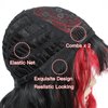 Red Bob Wig with Bangs, Short Wavy Wig with Bangs Red and Black Highlight Bob Wig Natural Wavy Short Wigs for Women Cosplay Halloween Party Use 14 Inches(HL Red)