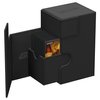 Ultimate Guard Flip 'n' Tray 80+, Deck Case for 80 Double-Sleeved TCG Cards + Dice Tray, Black, Independent Magnetic Closure & Microfiber Inner Lining