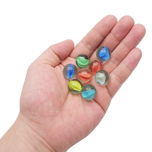 MANSHU 60 Pieces Glass Marbles for Marble Games, 0.63 inch, 6 Colors.