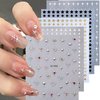 8 Sheets Star Nail Stickers Decals 3D Self Adhesive Star Nail Declas with Gem Design Black White Gold Silver Stars Nail Design Stickers for Women Girls DIY Star Nail Art Decoration Supply